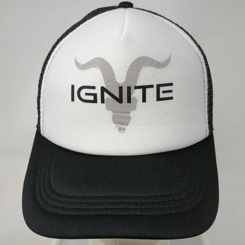 Trucker Hat Black One Size Ignite Animal Skull Mesh Back Snapback Foam Front hat